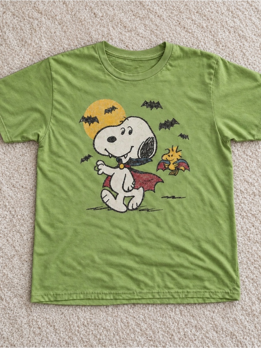 Gildan Kiwi Green Snoopy Vampire Tee with Yellow Moon